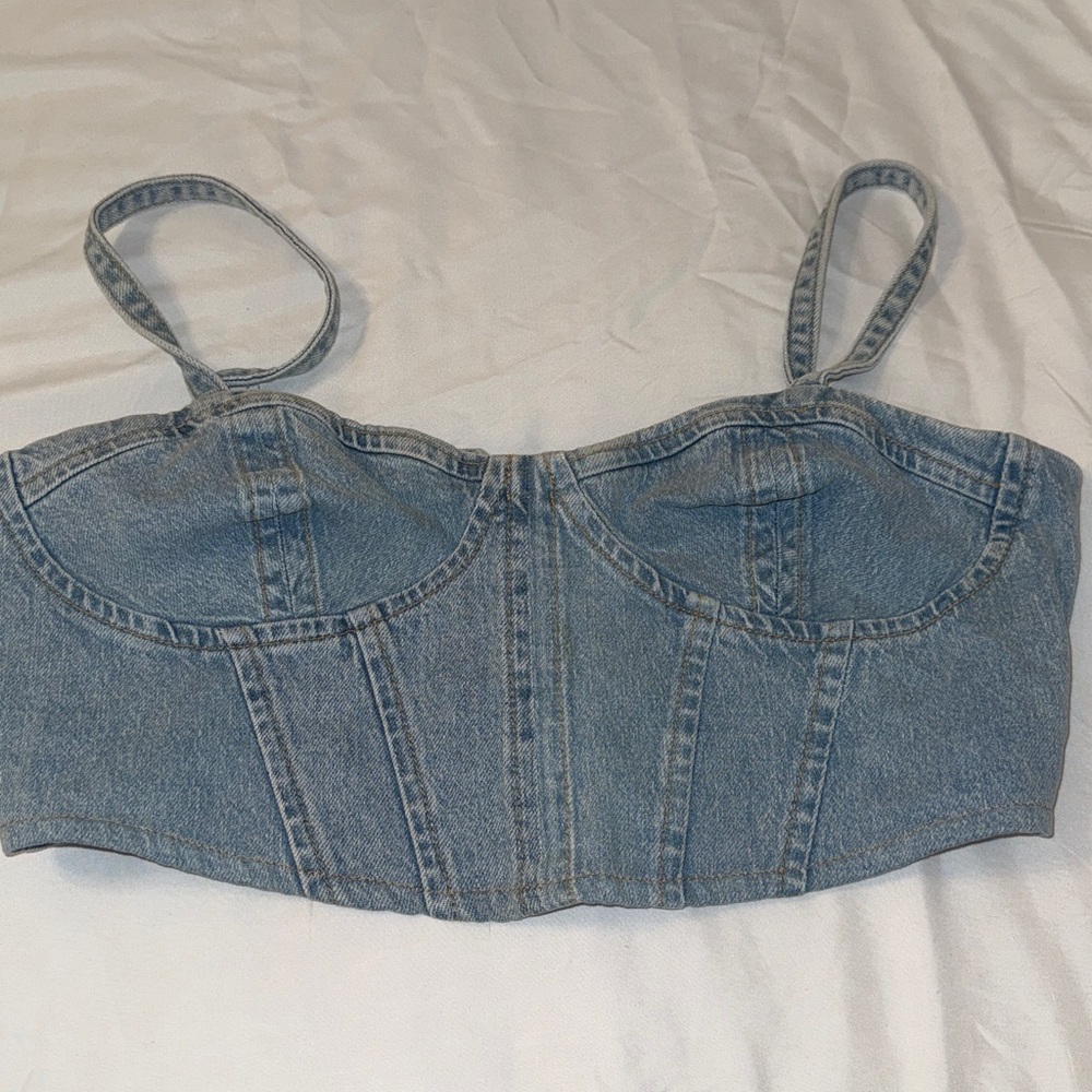 ZARA DENIM BUSTIER TOP